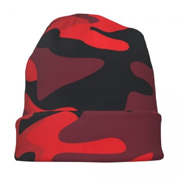 Military Red Camouflage Skullies Beanies Hat Camo Texture Casual Men Women Street Cap Warm Head Wrap Bonet Шапки