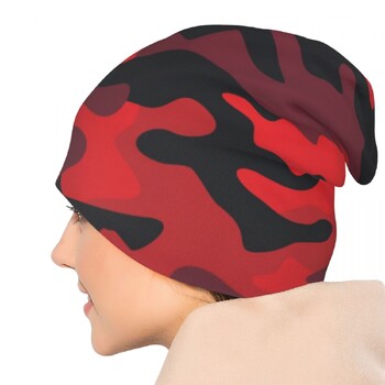 Military Red Camouflage Skullies Beanies Hat Camo Texture Casual Men Women Street Cap Warm Head Wrap Bonet Шапки