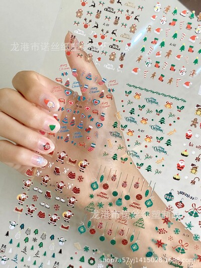 30 lapos karácsonyi körömmatricák 1000+ mintás karácsonyi körömmatricák, öntapadó körömmatricák szarvas hóemberrel (klasszikus stílusban)