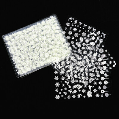 12 τεμ. Laser Sliver Snowflakes Nail Art Αυτοκόλλητο 3D Bronzing Χριστουγεννιάτικα αυτοκόλλητα νυχιών Ολογραφικά ασημένια/χρυσά/λευκά συρόμενα νιφάδα χιονιού