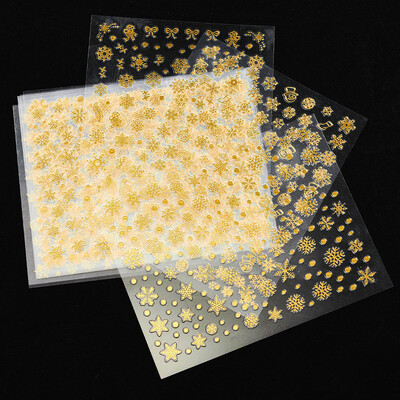 12 τεμ. Laser Sliver Snowflakes Nail Art Αυτοκόλλητο 3D Bronzing Χριστουγεννιάτικα αυτοκόλλητα νυχιών Ολογραφικά ασημένια/χρυσά/λευκά συρόμενα νιφάδα χιονιού