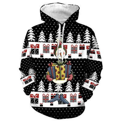 Γελοιογραφία Χριστουγεννιάτικες μπλούζες με στάμπα με άλκες για άντρες Πρωτοχρονιάτικα ρούχα για παιδικά πάρτι Τάση μόδας X'mas πουκάμισο με κουκούλα Φθινοπωρινό πουλόβερ