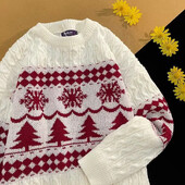 Francuski stil, meki, mekani božićni džemper za muškarce, široka vanjska odjeća, ležerna pletena jakna, pletena odjeća za par