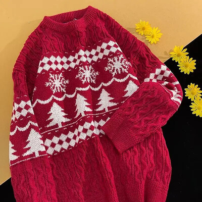 Francuski stil, meki, mekani božićni džemper za muškarce, široka vanjska odjeća, ležerna pletena jakna, pletena odjeća za par