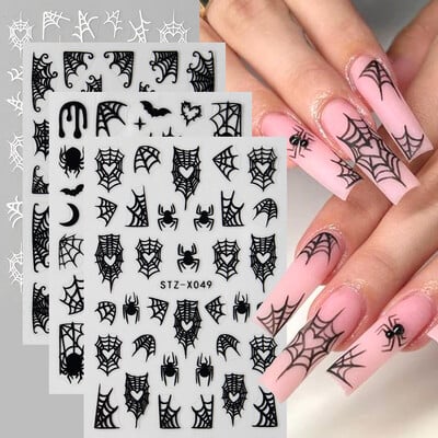 2 vagy 4db Halloween Nail Art matricák szív pókhálók minták Bat Moon Star Sliders öntapadó matricák ünnepi manikűrhöz