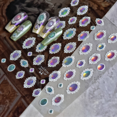 Zlatna pahuljica Bowknot Snjegović Lijepi božićni 3D samoljepljivi naljepnici za nokte Rhinestones 5D reljefni reljefi Naljepnice za manikuru