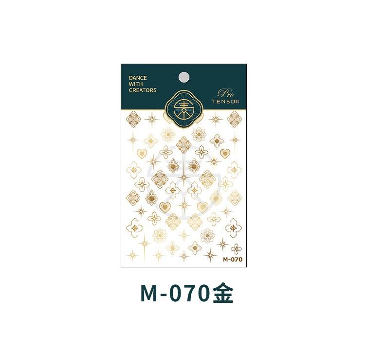 Vintage zelta ziedu 5D reljefi nagu uzlīmes Līmējošās nagu uzlīmes Manikīrs cirsts dekors modes slīdņi Augsta kvalitāte