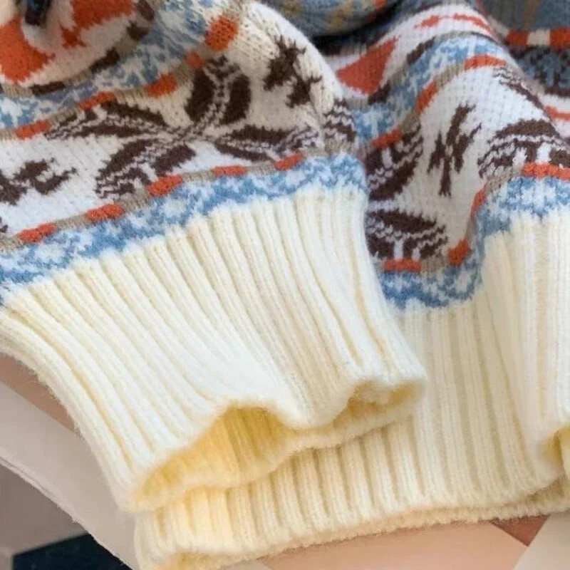 Nova retro božićna odjeća za muškarce džemper od jacquard jelena, jesen i zima opuštenog lijenog stila, muški i ženski pulover muška odjeća