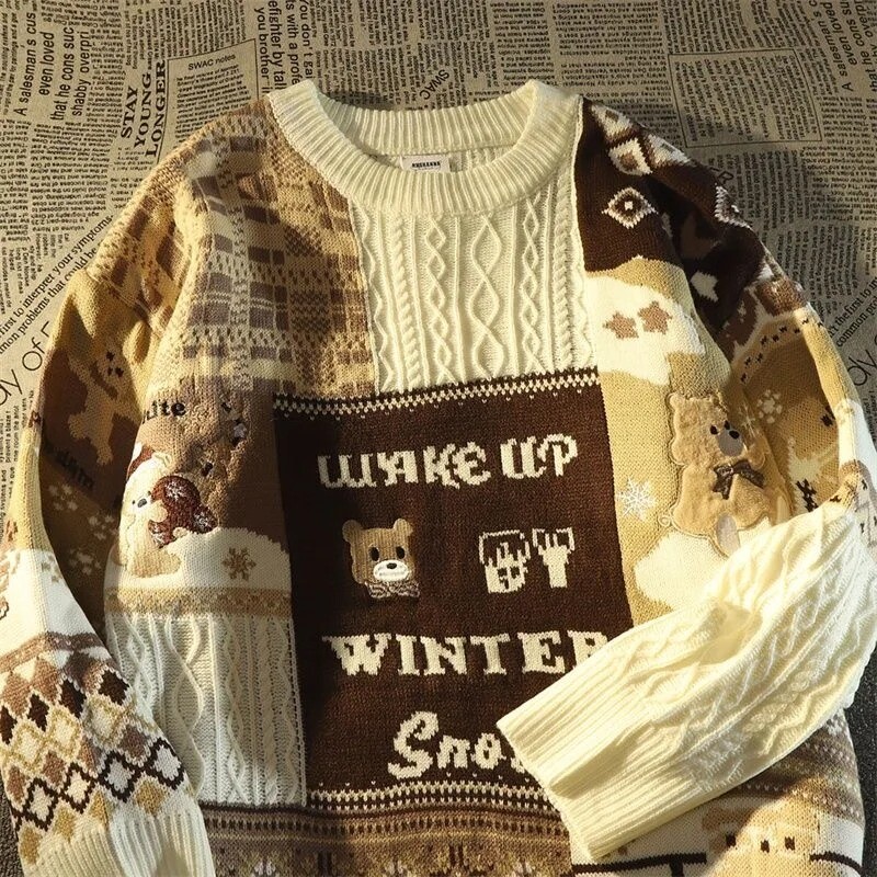 Novi Y2K Europa i Amerika Slatki Twist muški i ženski božićni džemper dugih rukava Ulična jesenska i zimska moda Loosesweater