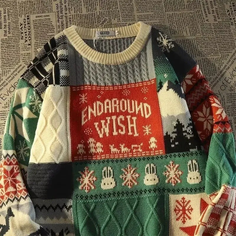 Novi Y2K Europa i Amerika Slatki Twist muški i ženski božićni džemper dugih rukava Ulična jesenska i zimska moda Loosesweater