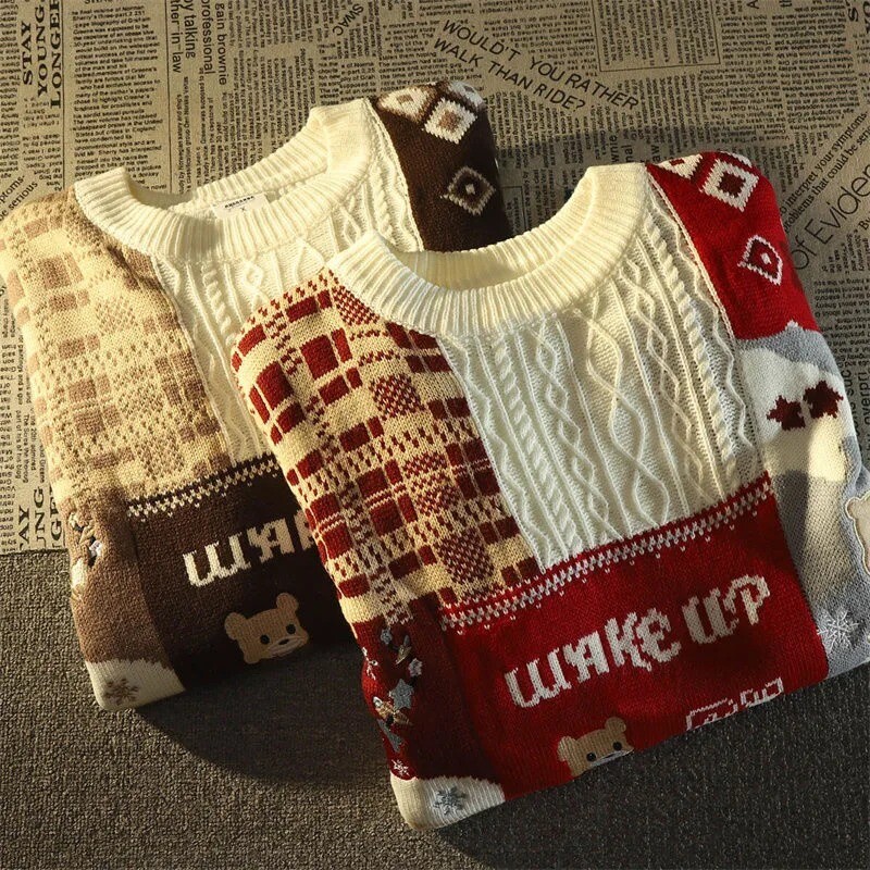 Novi Y2K Europa i Amerika Slatki Twist muški i ženski božićni džemper dugih rukava Ulična jesenska i zimska moda Loosesweater