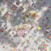 Summer Beach Lubenica Juice & Whale Naljepnice za nokte 5D Nail Art Design Decoration Decals DIY manikura