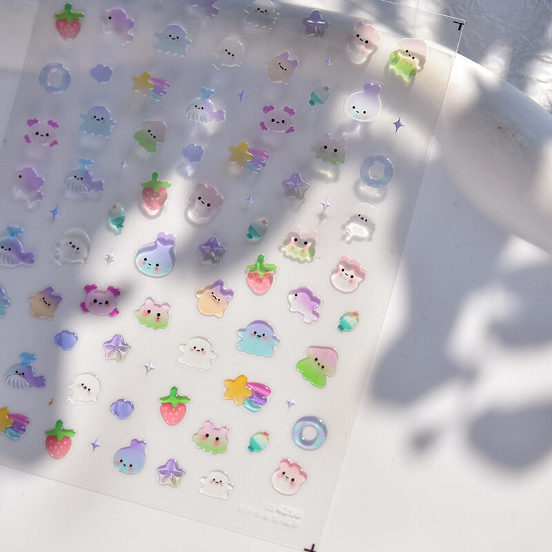 Summer Beach Lubenica Juice & Whale Naljepnice za nokte 5D Nail Art Design Decoration Decals DIY manikura