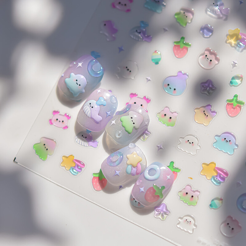 Summer Beach Lubenica Juice & Whale Naljepnice za nokte 5D Nail Art Design Decoration Decals DIY manikura