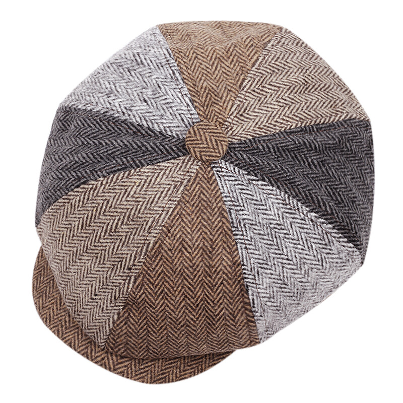 Beretă de modă din bumbac 2023, bărbați, culoare îmbinată, modă, femei, pălărie de știri, șapcă octogonală elastică în aer liber, artă retro