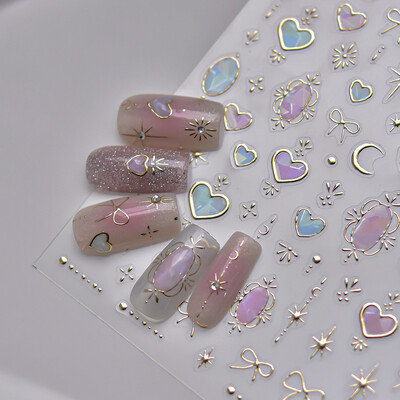 Vintage Egipat Crne i šarene mačje naljepnice za nokte Zlatno srebrno utiskivanje 3D Nail Art Dizajn Dekoracije Naljepnice DIY manikura