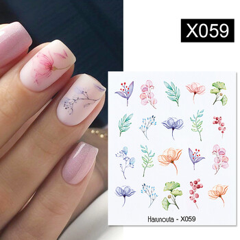 Harunouta Spring Water Nail Decal и Sticker Flower Leaf Tree Green Simple Summer Slider For Manicuring Nail Art Watermark