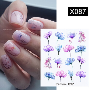 Harunouta Spring Water Nail Decal и Sticker Flower Leaf Tree Green Simple Summer Slider For Manicuring Nail Art Watermark