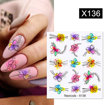 Harunouta Spring Water Nail Decal и Sticker Flower Leaf Tree Green Simple Summer Slider For Manicuring Nail Art Watermark