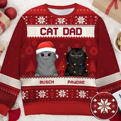 Crtani mačak Ružni božićni džemper Božićni džemper 3D ispis Poklon Djed Božićnjak Pulover Muška 3D majica Jesen Zima Top