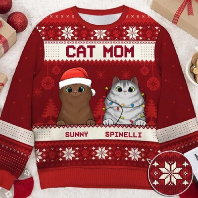 Crtani mačak Ružni božićni džemper Božićni džemper 3D ispis Poklon Djed Božićnjak Pulover Muška 3D majica Jesen Zima Top