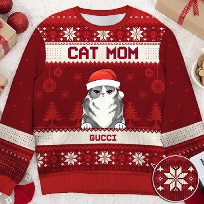 Crtani mačak Ružni božićni džemper Božićni džemper 3D ispis Poklon Djed Božićnjak Pulover Muška 3D majica Jesen Zima Top