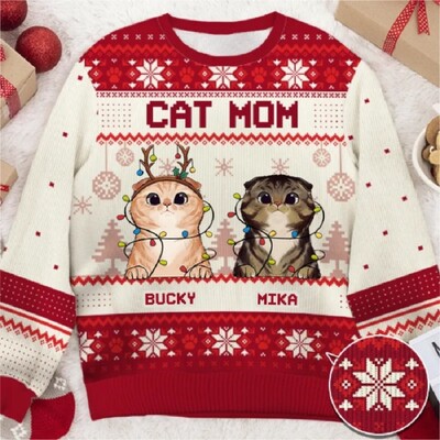 Crtani mačak Ružni božićni džemper Božićni džemper 3D ispis Poklon Djed Božićnjak Pulover Muška 3D majica Jesen Zima Top