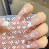 TSZS 3D Autocolante pentru unghii cu fundă mică, adorabilă, INS, alb, negru, Kpop, pentru fete, cu papion, autocolante pentru unghii, kawaii coreeană cu fundă.