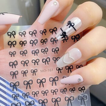 Αυτοκόλλητα TSZS 3D Small Lovely Bow Nail Art Αυτοκόλλητα INS Λευκό Μαύρο Kpop Girl Παπιγιόν Αυτοκόλλητα νυχιών Kawaii Κορεάτικο αυτοκόλλητο με φιόγκο για νύχια