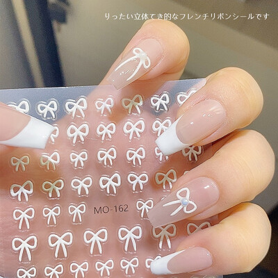 Αυτοκόλλητα TSZS 3D Small Lovely Bow Nail Art Αυτοκόλλητα INS Λευκό Μαύρο Kpop Girl Παπιγιόν Αυτοκόλλητα νυχιών Kawaii Κορεάτικο αυτοκόλλητο με φιόγκο για νύχια