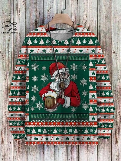 3D nyomtatás karácsonyfa karácsonyfa Mikulás tetoválás macska állat szarvas medve csúnya pulóver alkalmi uniszex téli pulóver M14