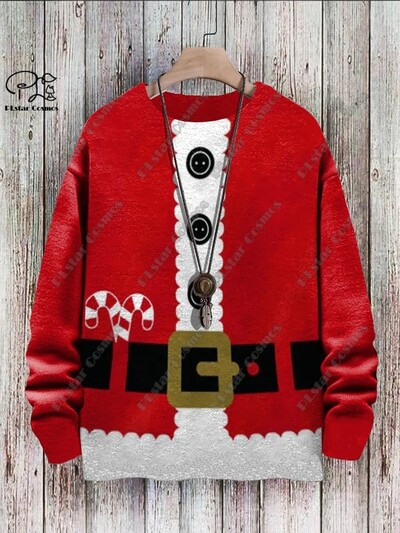 3D nyomtatás karácsonyfa karácsonyfa Mikulás tetoválás macska állat szarvas medve csúnya pulóver alkalmi uniszex téli pulóver M14