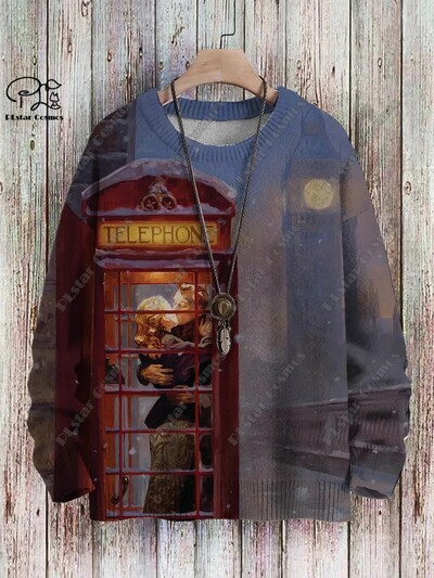 3D nyomtatás karácsonyfa karácsonyfa Mikulás tetoválás macska állat szarvas medve csúnya pulóver alkalmi uniszex téli pulóver M14