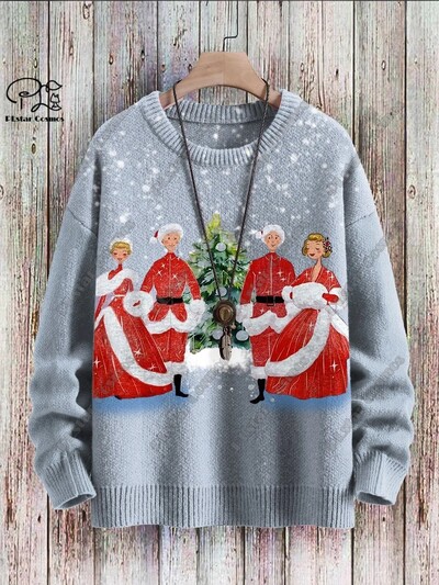 3D nyomtatás karácsonyfa karácsonyfa Mikulás tetoválás macska állat szarvas medve csúnya pulóver alkalmi uniszex téli pulóver M14