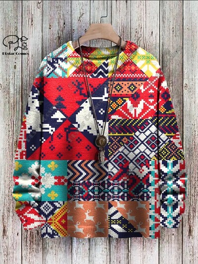 3D nyomtatás karácsonyfa karácsonyfa Mikulás tetoválás macska állat szarvas medve csúnya pulóver alkalmi uniszex téli pulóver M14