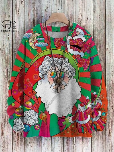 3D nyomtatás karácsonyfa karácsonyfa Mikulás tetoválás macska állat szarvas medve csúnya pulóver alkalmi uniszex téli pulóver M14