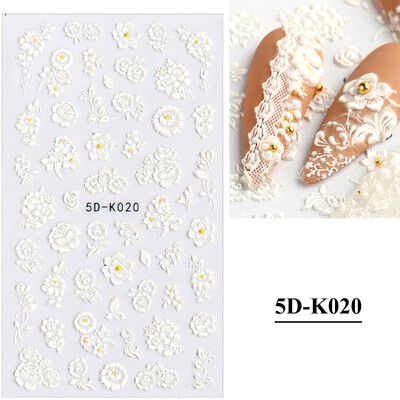 TSZS 5D naljepnice za nokte Cvijeće Čipka Dijelovi noktiju Korejska naljepnica Reljefne folije Dekoracija Ljepljivi dijelovi Kawaii dodaci za manikuru