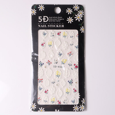 TSZS 5D naljepnice za nokte Cvijeće Čipka Dijelovi noktiju Korejska naljepnica Reljefne folije Dekoracija Ljepljivi dijelovi Kawaii dodaci za manikuru
