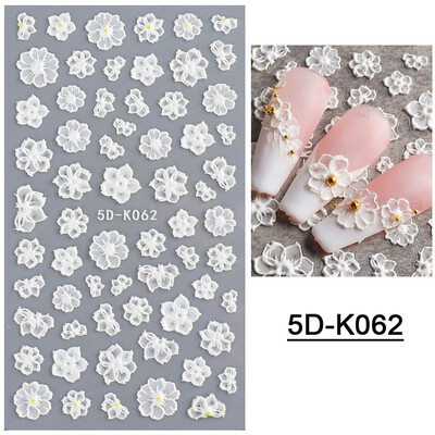 TSZS 5D naljepnice za nokte Cvijeće Čipka Dijelovi noktiju Korejska naljepnica Reljefne folije Dekoracija Ljepljivi dijelovi Kawaii dodaci za manikuru