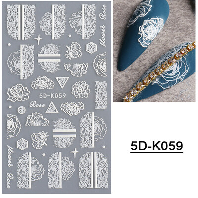 TSZS 5D naljepnice za nokte Cvijeće Čipka Dijelovi noktiju Korejska naljepnica Reljefne folije Dekoracija Ljepljivi dijelovi Kawaii dodaci za manikuru