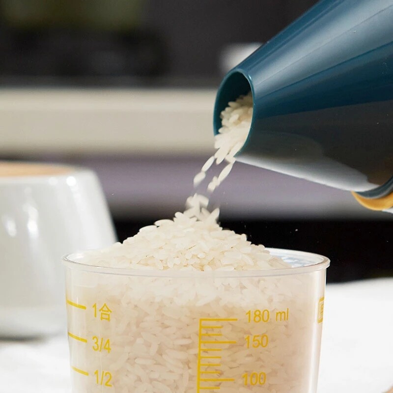 Kutija za pohranu praha od 1,5-3L Plastična kuhinjska posuda za zrna riže Kupaonska kutija za deterdžent za pranje rublja s otvorom za sipanje