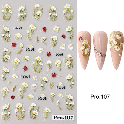 5D slatka pčela tratinčica cvijet naljepnice za nokte latice cvijet leptir kukac samoljepljiva naljepnica za manikuru DIY privjesci folije dekoracija noktiju