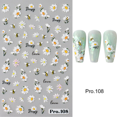 5D slatka pčela tratinčica cvijet naljepnice za nokte latice cvijet leptir kukac samoljepljiva naljepnica za manikuru DIY privjesci folije dekoracija noktiju