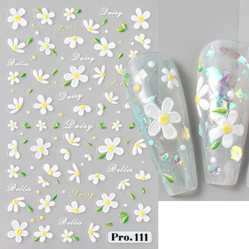 5D slatka pčela tratinčica cvijet naljepnice za nokte latice cvijet leptir kukac samoljepljiva naljepnica za manikuru DIY privjesci folije dekoracija noktiju