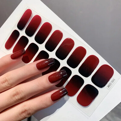 Autocolante de unghii cu gel semi-întărit Sfaturi semicoapte pentru unghii de culoare solidă Unghii UV complete Nevoie decalcomanii Lampă de pastă N0R7 Cadou ideal Articol de uz casnic