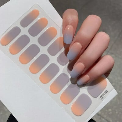 Autocolante de unghii cu gel semi-întărit Sfaturi semicoapte pentru unghii de culoare solidă Unghii UV complete Nevoie decalcomanii Lampă de pastă N0R7 Cadou ideal Articol de uz casnic