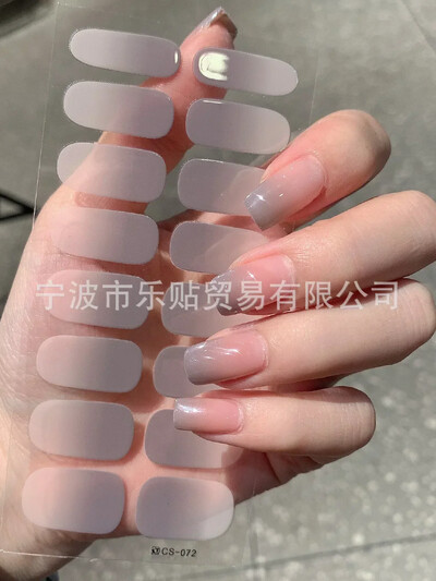 Autocolante de unghii cu gel semi-întărit Sfaturi semicoapte pentru unghii de culoare solidă Unghii UV complete Nevoie decalcomanii Lampă de pastă N0R7 Cadou ideal Articol de uz casnic