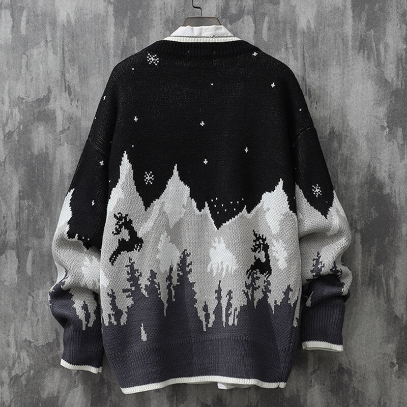 Csúnya karácsonyi pulóver Kötött pulóverek Férfi Pulóverek Luxus Y2k Vintage új pulóver férfi téli pamut meleg férfi ruházat