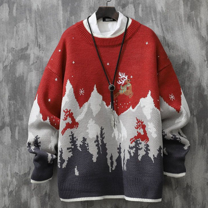 Csúnya karácsonyi pulóver Kötött pulóverek Férfi Pulóverek Luxus Y2k Vintage új pulóver férfi téli pamut meleg férfi ruházat