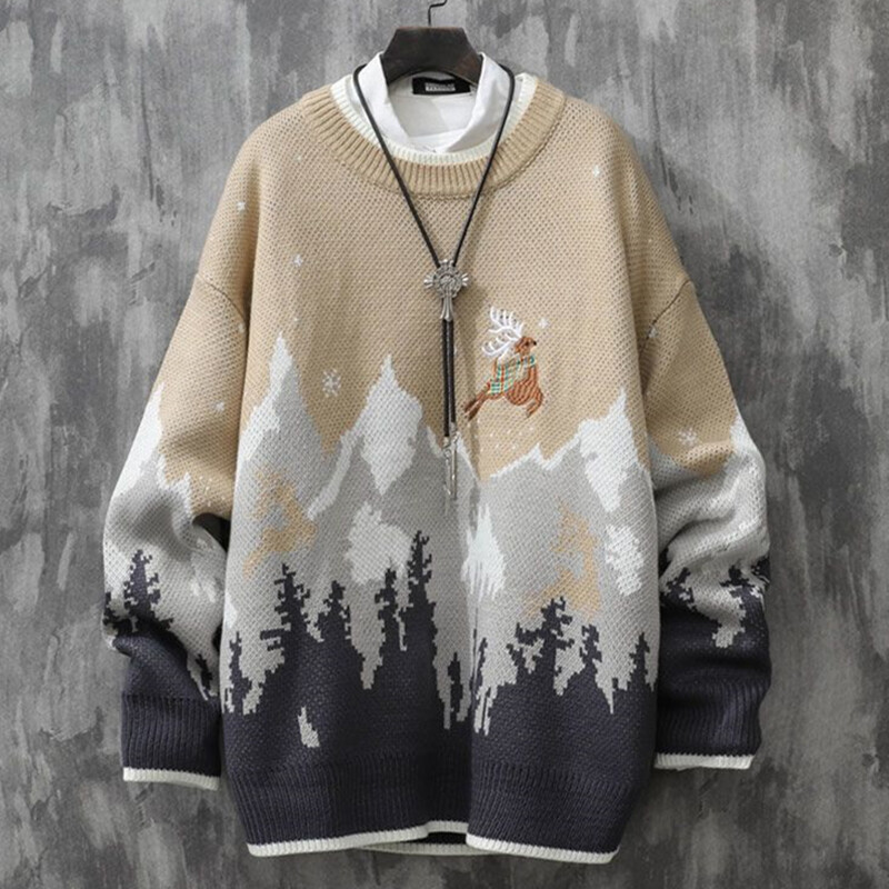 Csúnya karácsonyi pulóver Kötött pulóverek Férfi Pulóverek Luxus Y2k Vintage új pulóver férfi téli pamut meleg férfi ruházat